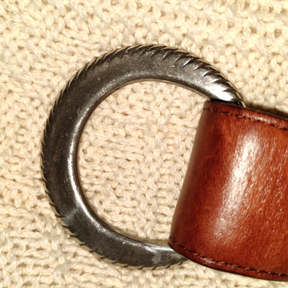 Vintage 90s Braided Leather Belt Large Buckle Western 2" width - Picture 6 of 11